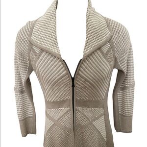 NIC + ZOE Beige & Cream Cardigan Zipper Sweater Women PP Petite